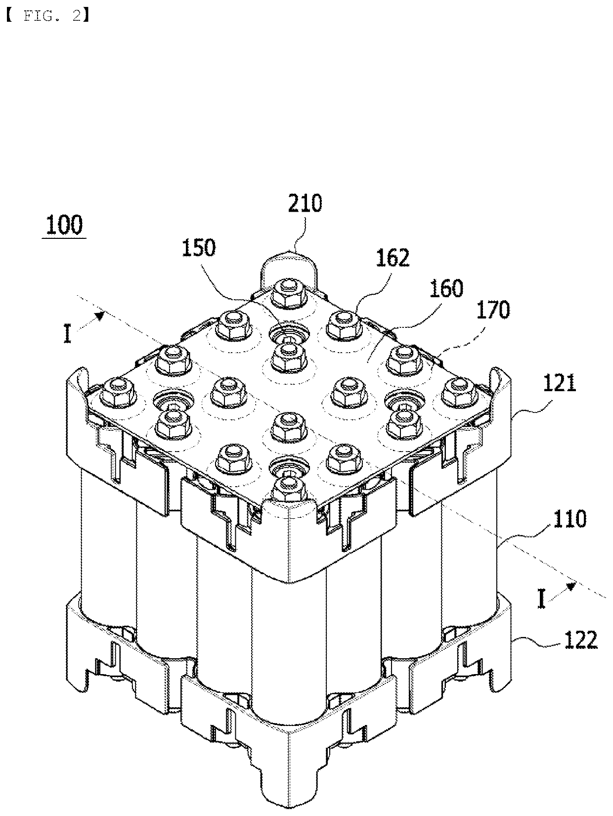 Battery cell assembly having gas exhaust and heat emission function