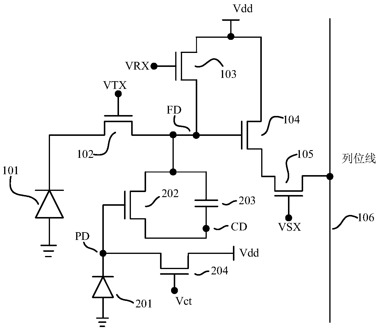 Image sensor pixel with changeable conversion gain and working method thereof