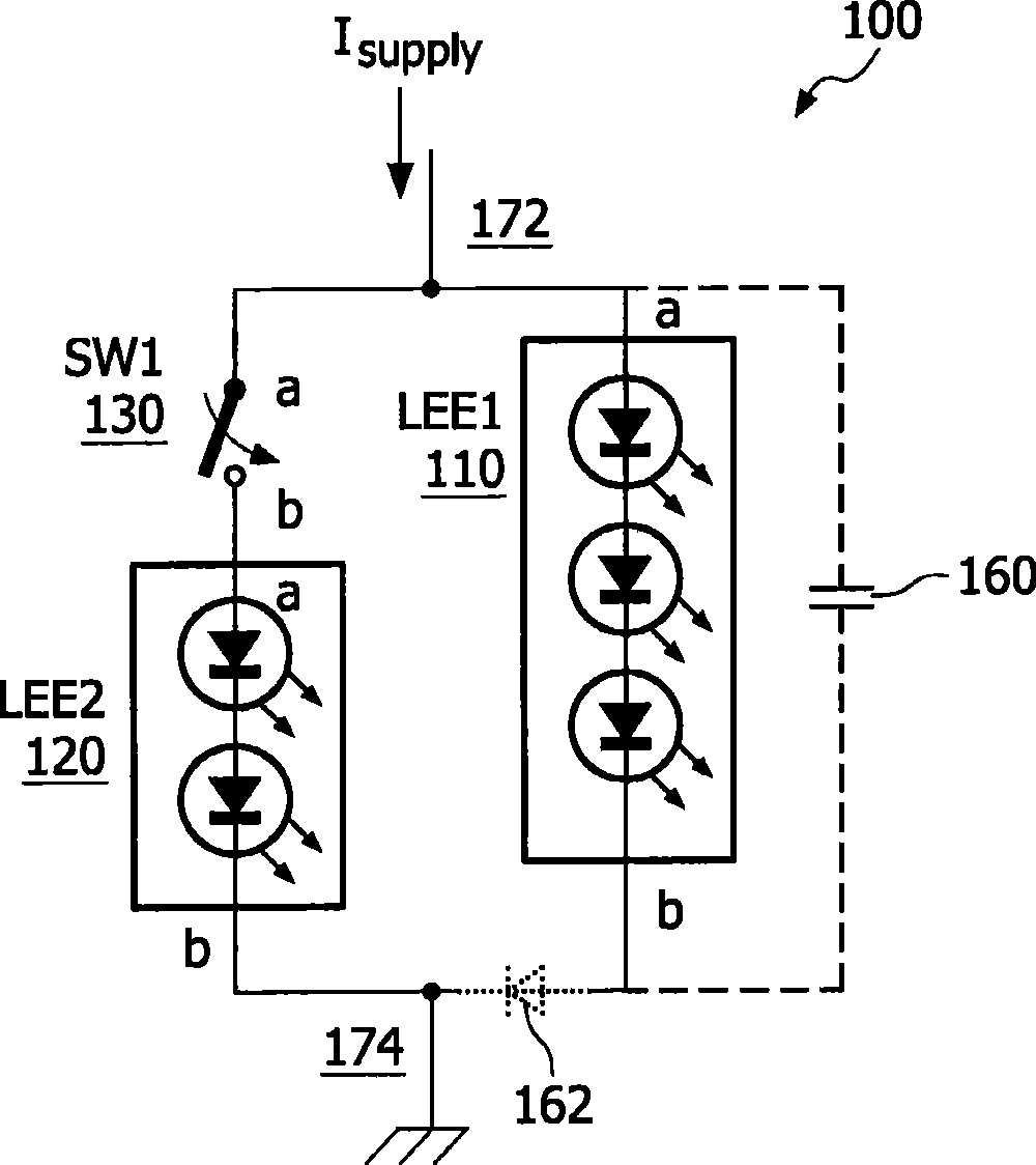 A switched light element array and method of operation