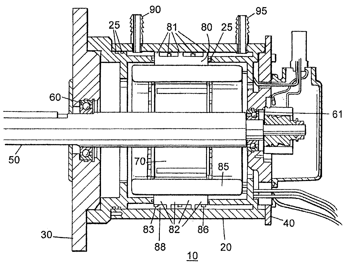 Coolant Flow Channel Arrangement for a Fluid Cooled Electric Motor