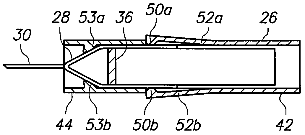 Cassette for a hidden injection needle