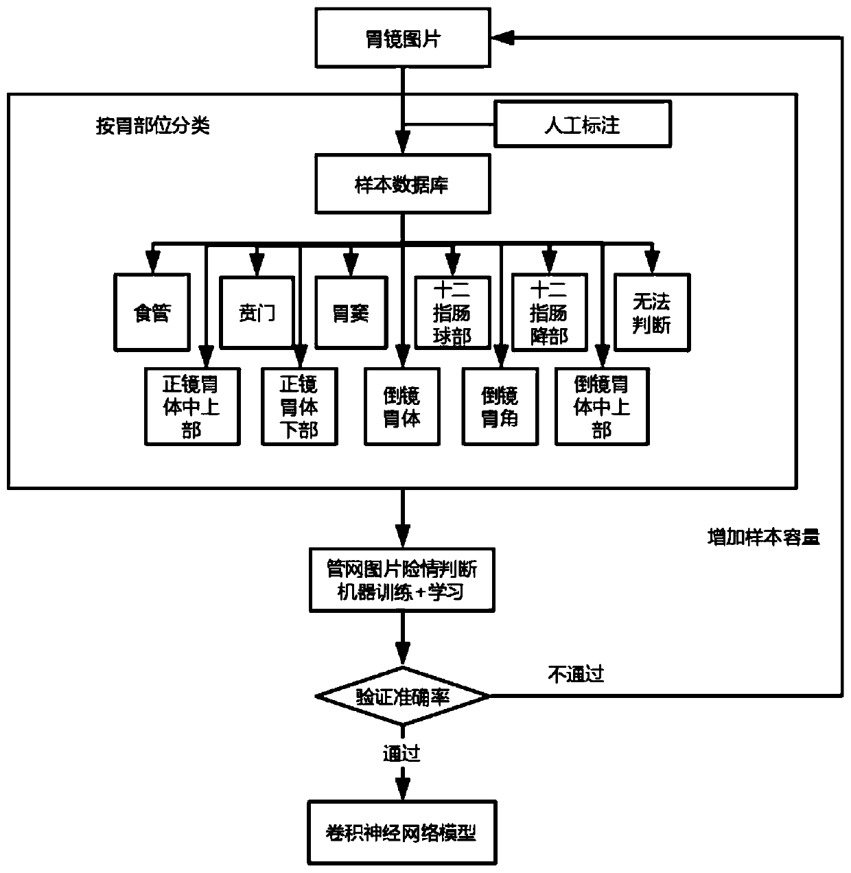 Artificial intelligence scanning endoscopic image sample library management system