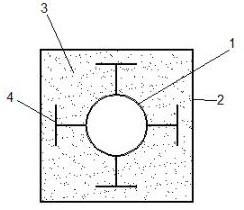 Square-sleeve-round steel tube ultra-high performance concrete column with T-shaped section stiffening ribs