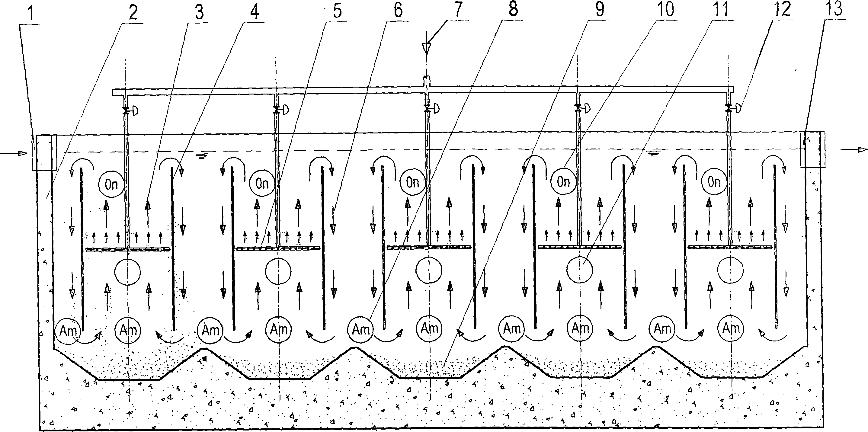 Aerobic sedimentation pond for sewage treatment