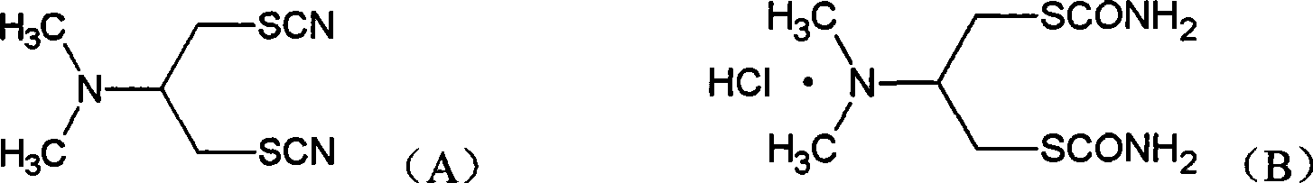 Preparation method of cartap hydrochloride intermediate, i.e., 2-N, N-dimethyl-1, 3-dithio-cyano propane