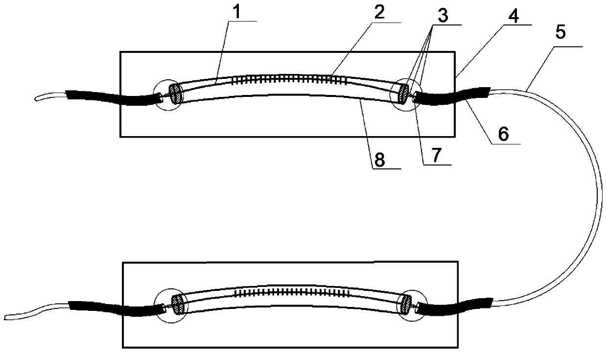 Distributed liquid temperature sensor based on fiber bragg grating