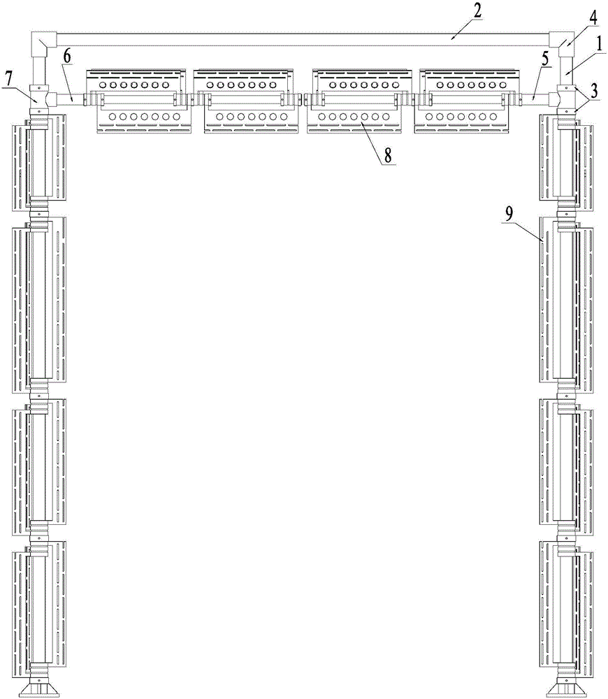 Downwarping self locking device for boundary limiting frame cross beam merging state