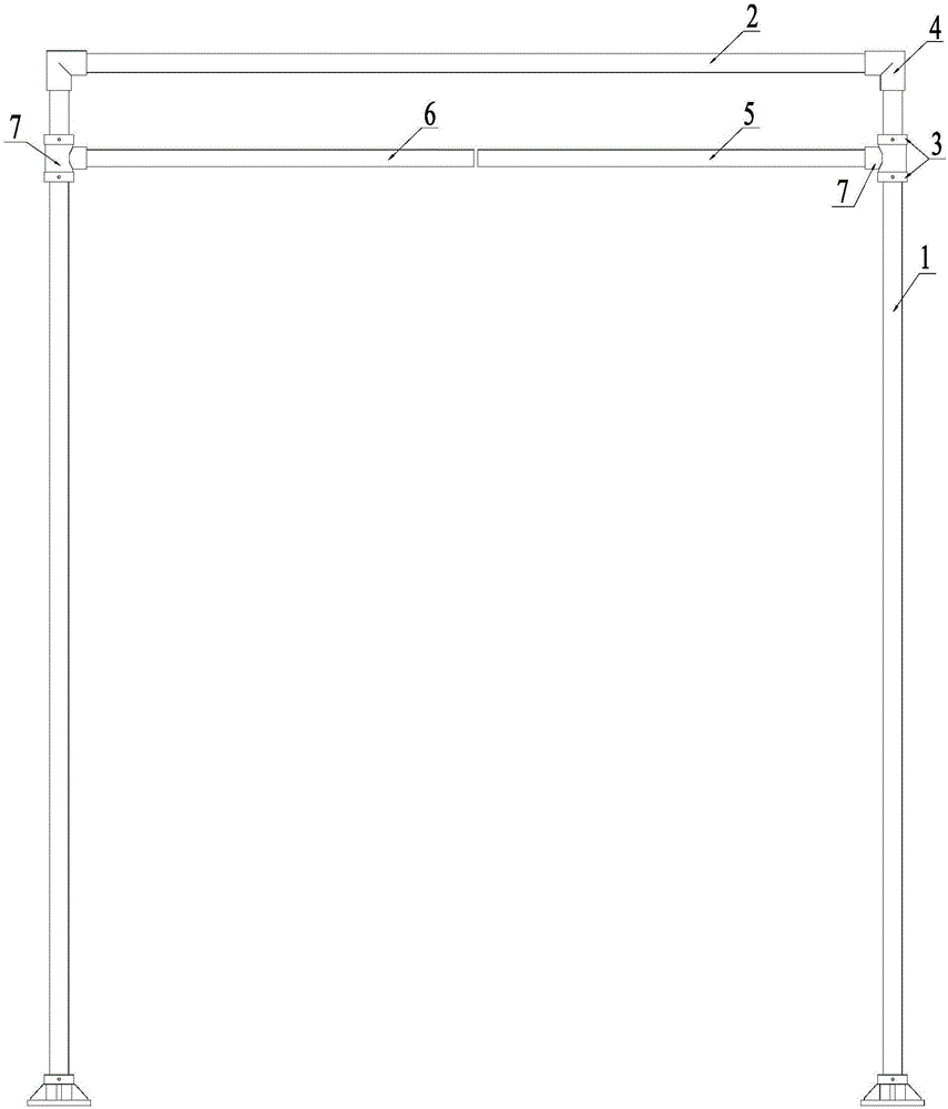 Downwarping self locking device for boundary limiting frame cross beam merging state