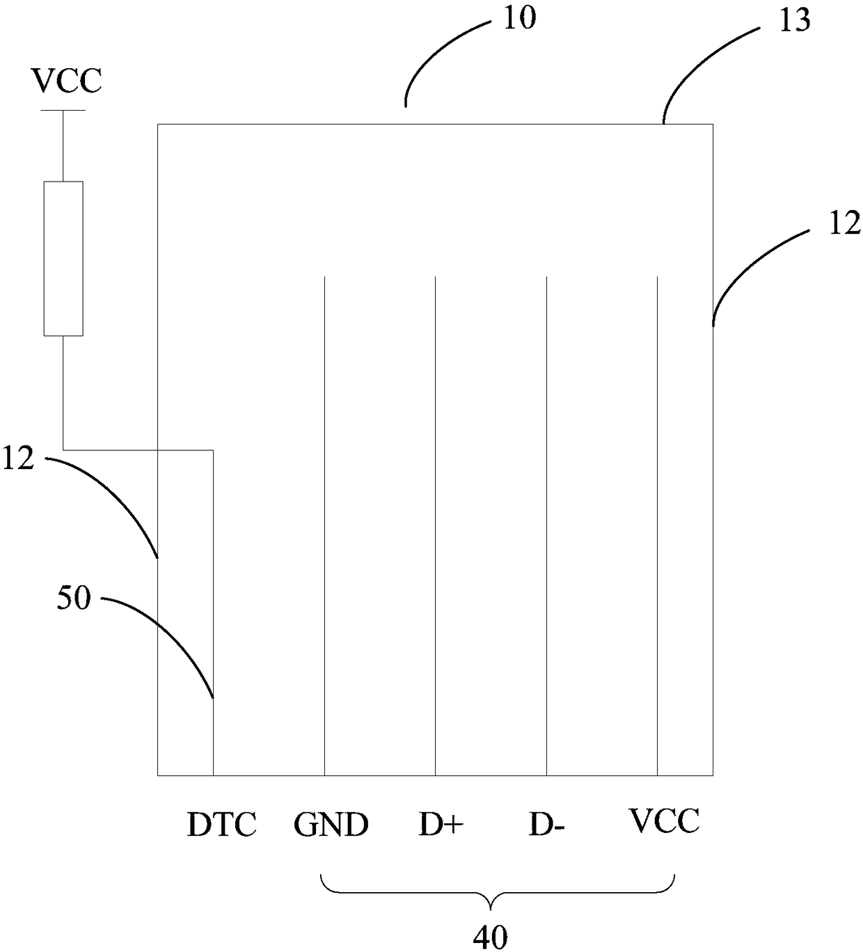 USB connection port assembly and self-protection method thereof, and host