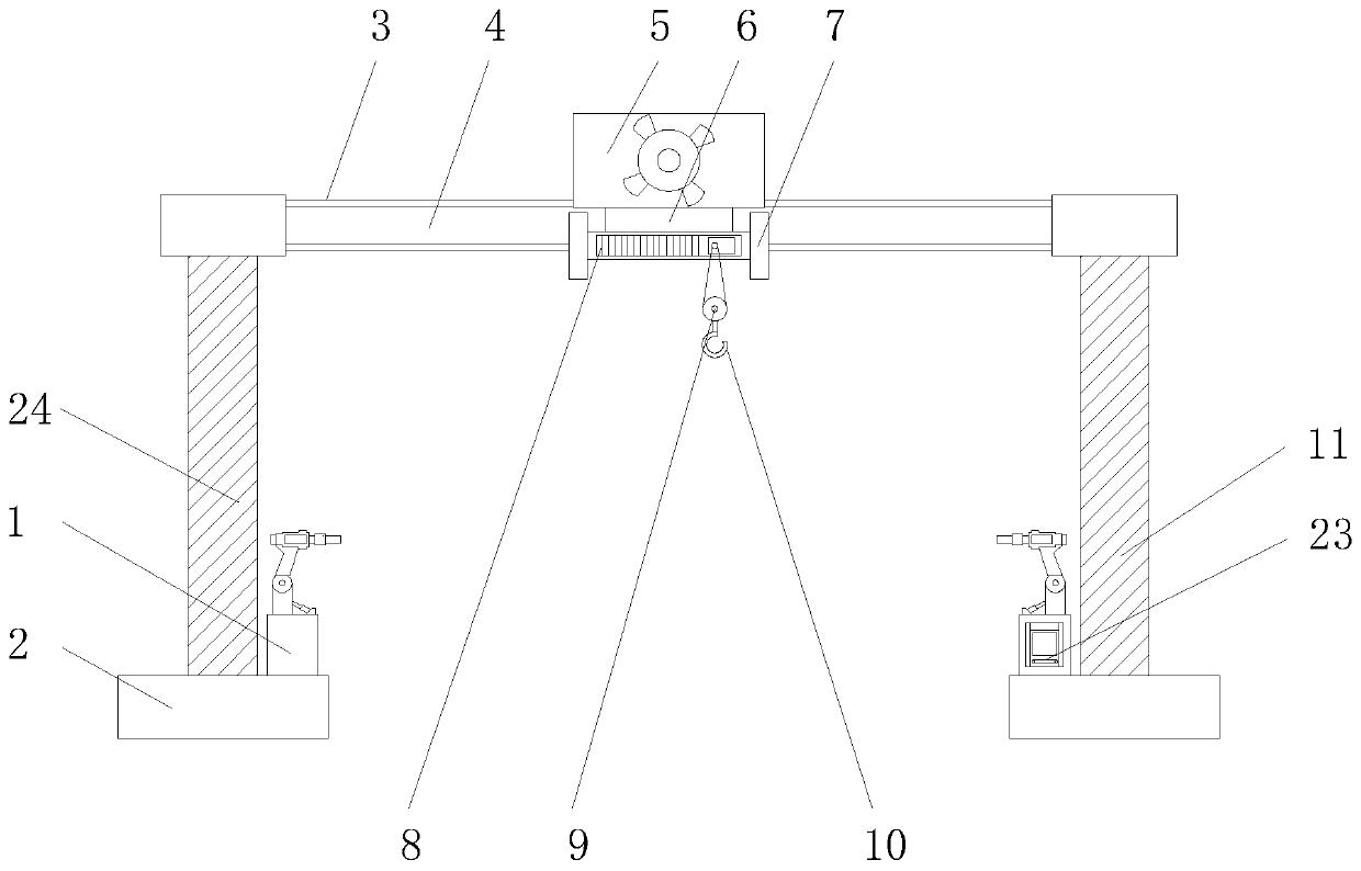 A single girder bridge crane with self-cleaning function