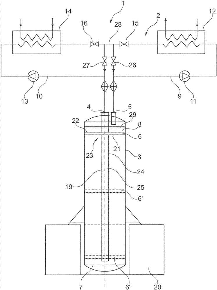 Energy storage device for temporarily storing thermal energy, power plant having an energy storage device, and method for operating an energy storage device