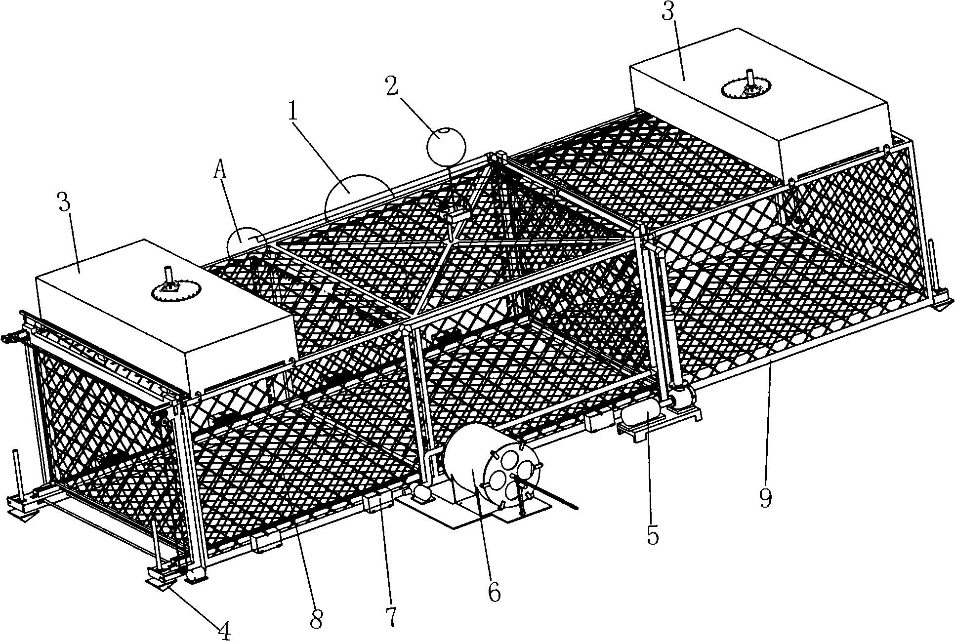 Automatic cage catching (fishing) machine at ocean floor