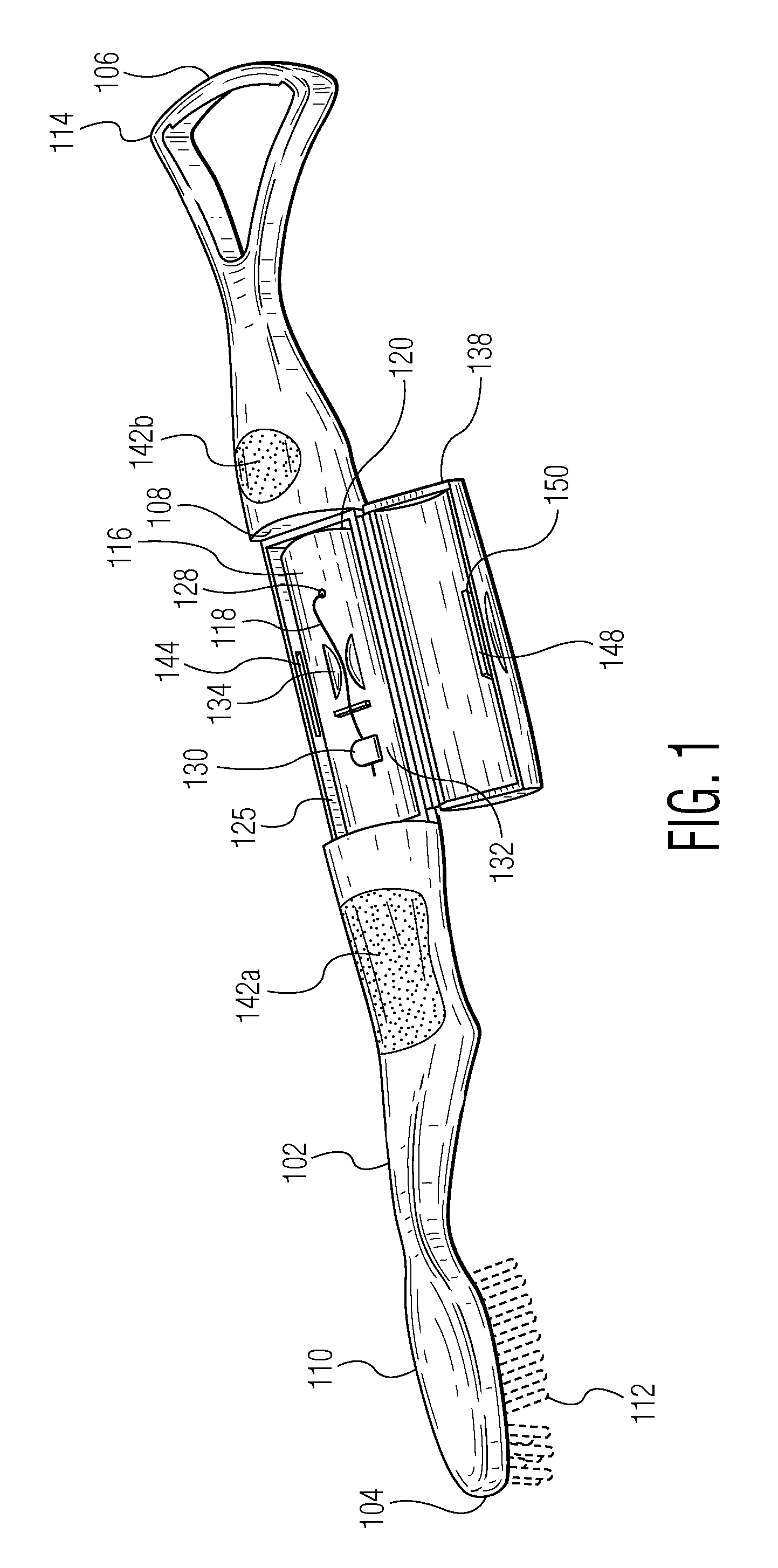 Combination Toothbrush, Floss Dispenser and Tongue Scraper