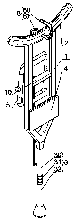 Medical underarm crutch with high safety performance