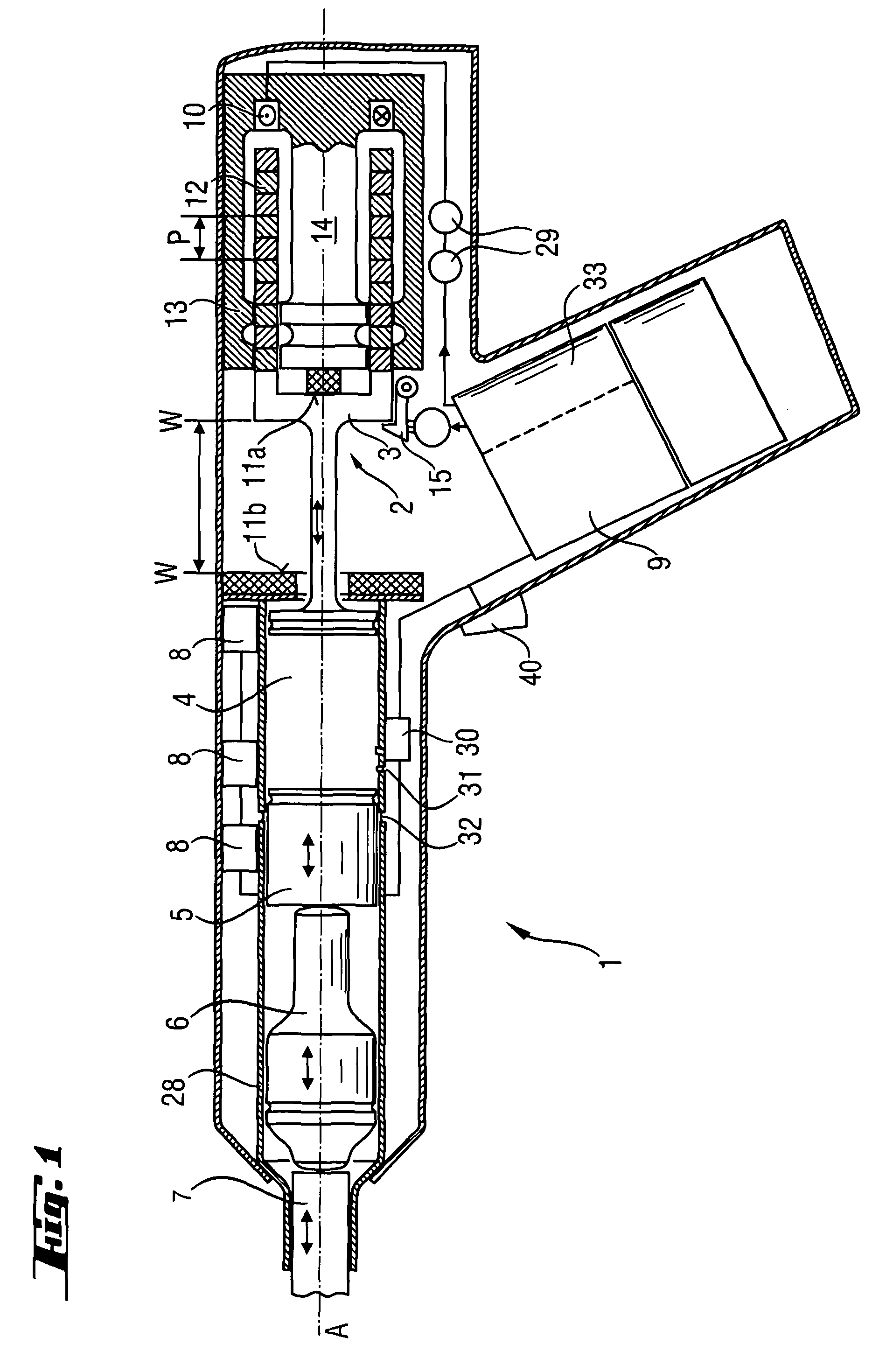 Hand-held power tool with air spring percussion mechanism, linear motor, and control process