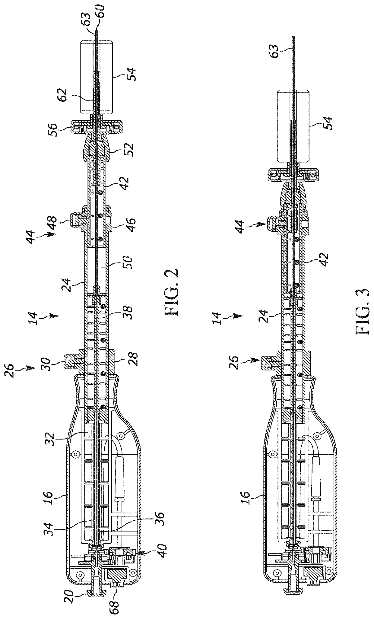 Telescoping needle assembly with side cutting needle