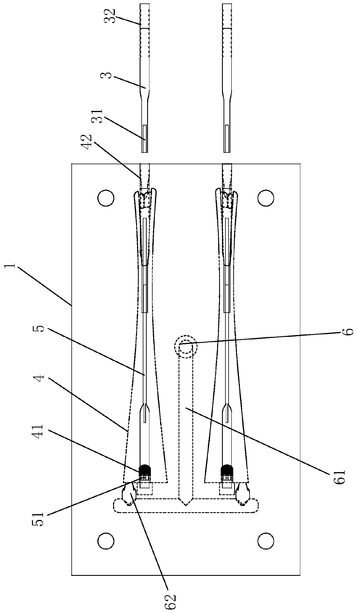 Glasses foot machining shaping mold and machining shaping method