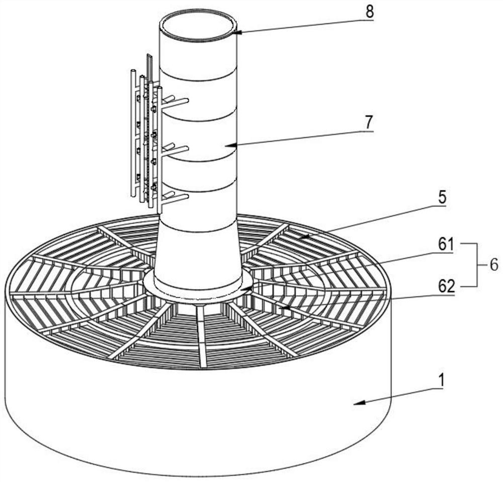 Offshore wind turbine composite cylindrical foundation of support-free single-column structure