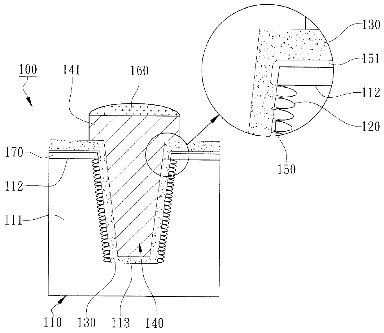 TSV structure having insulating layers with embedded voids