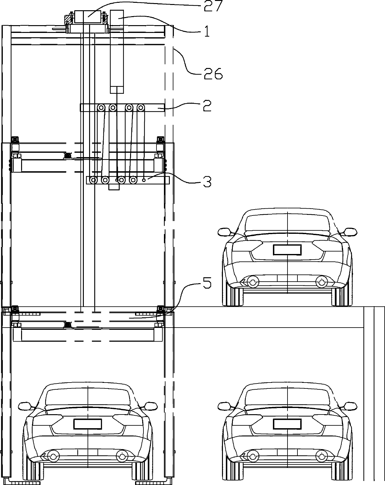 Low-energy-consumption intelligent parking lifting driving device