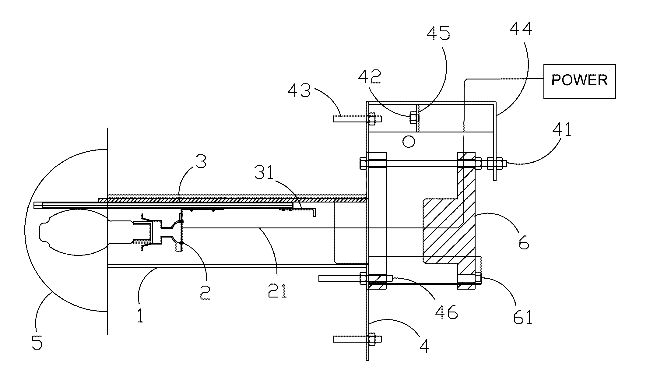 Maintenance mechanism for lighting equipment in a closed space of high radiation activity