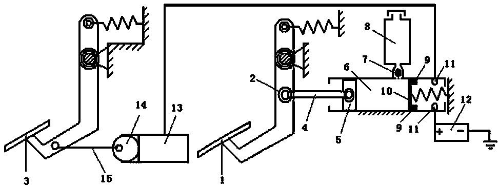 Electrohydraulic automobile emergency braking mistakenly-stepping prevention accelerator pedal device