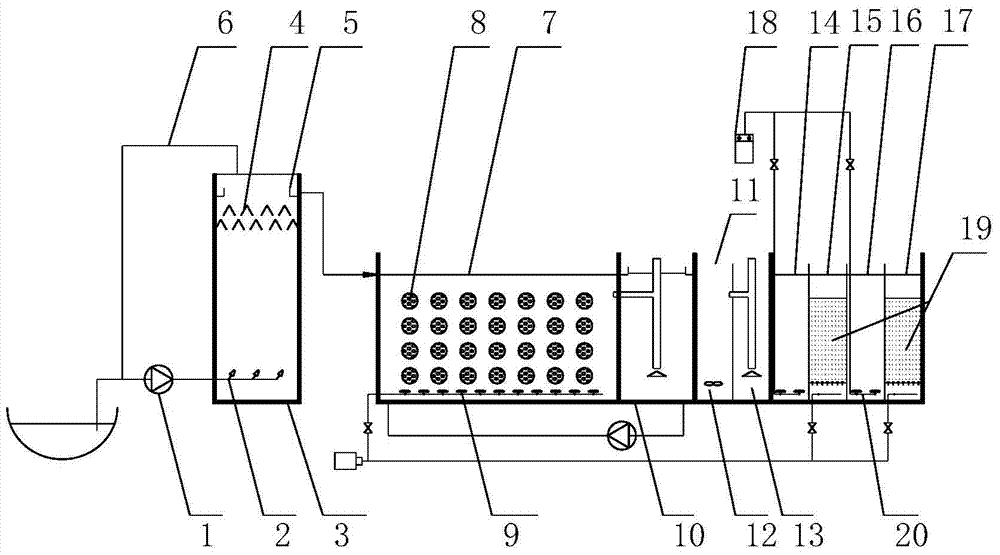 Landfill leachate treatment device based on anaerobic ammonium oxidation and its application method