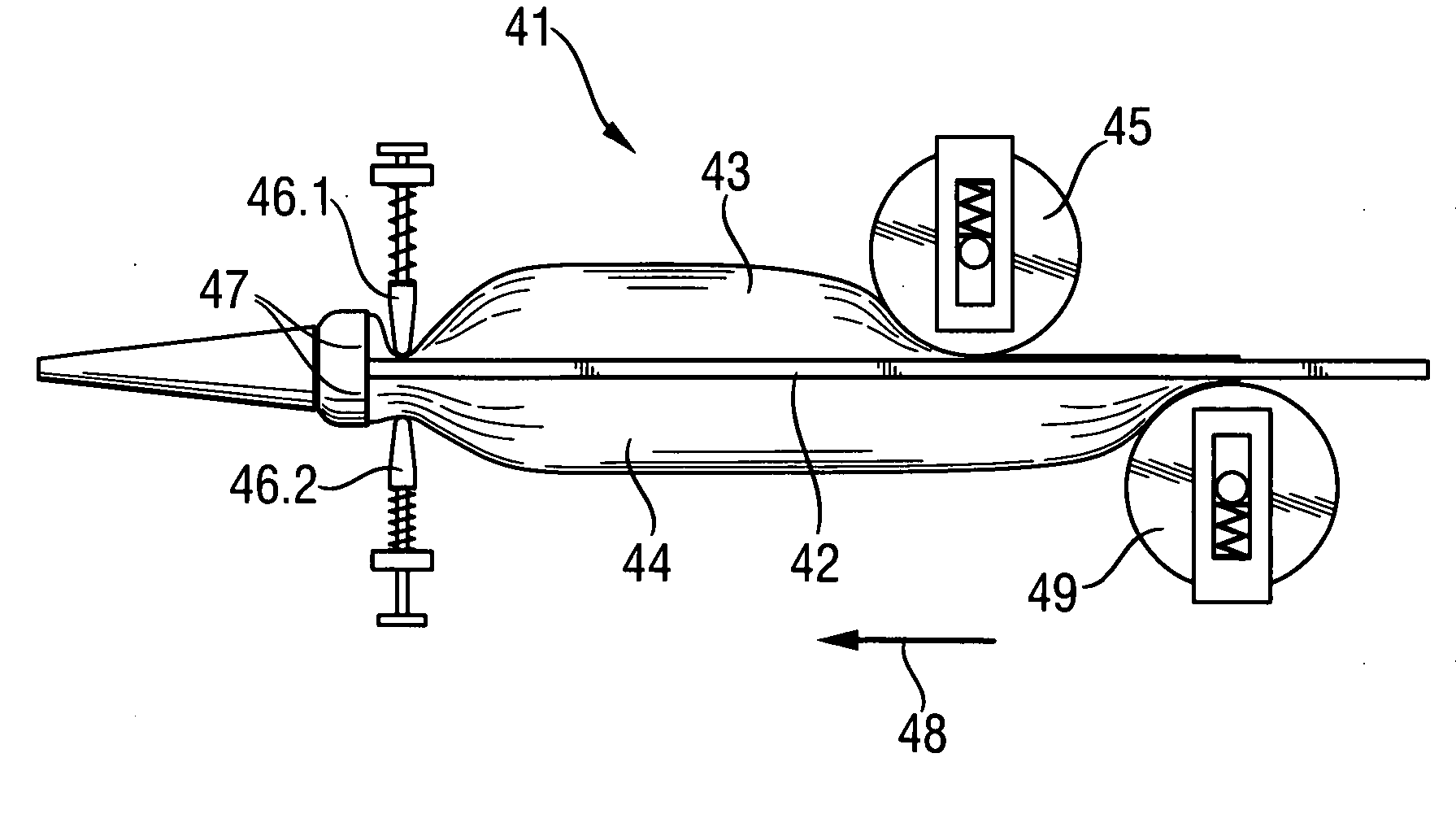 Dispensing system and squeezing-out device and storage container for the dispensing system