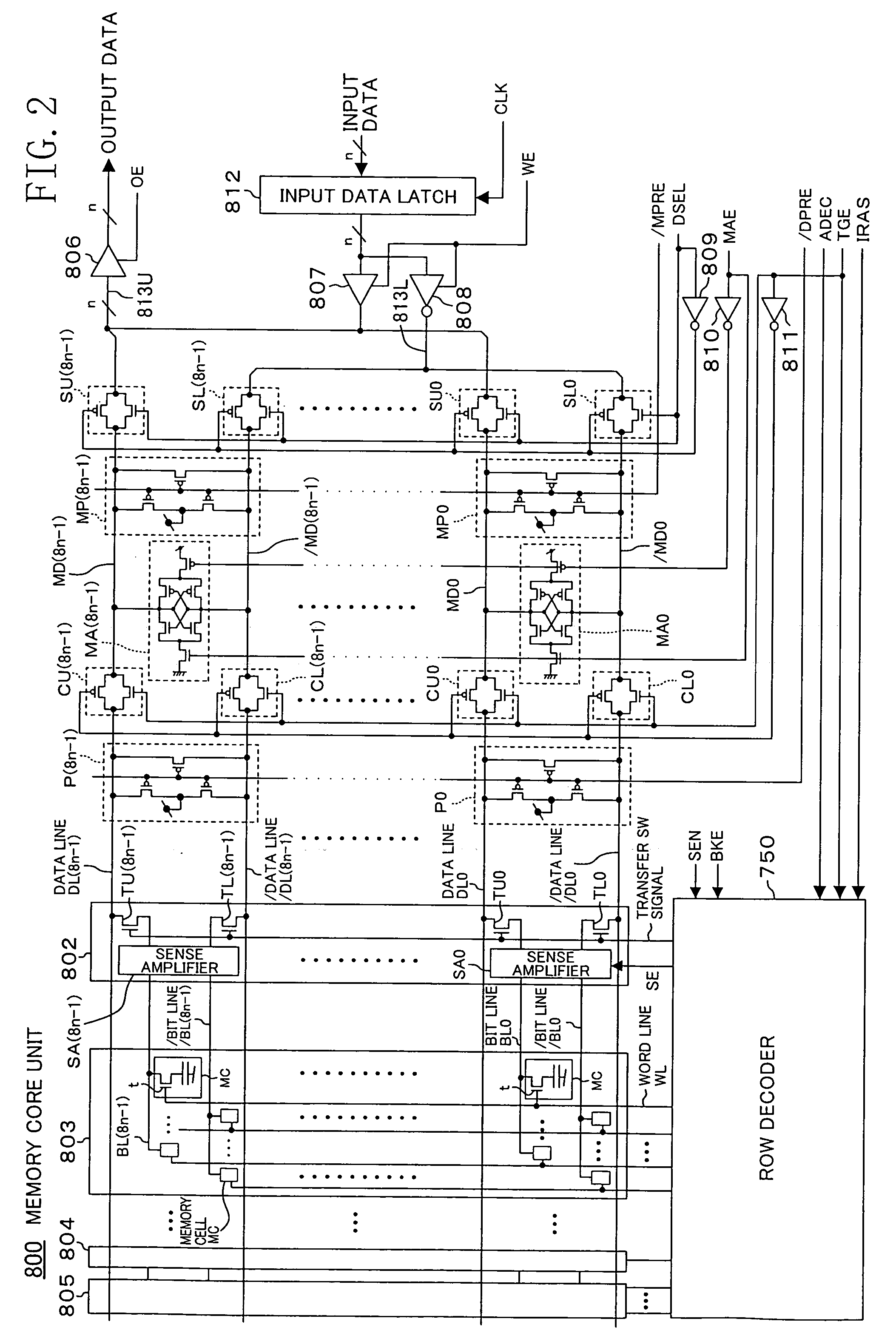 Semiconductor device having read and write operations corresponding to read and write row control signals