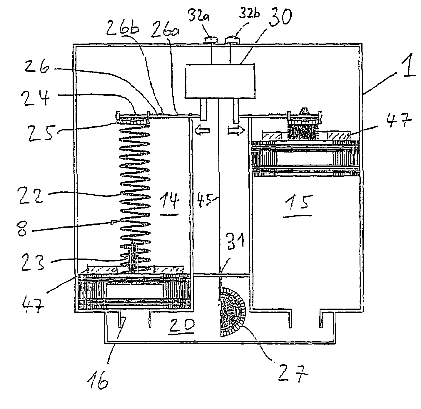 Flushing device for a lavatory