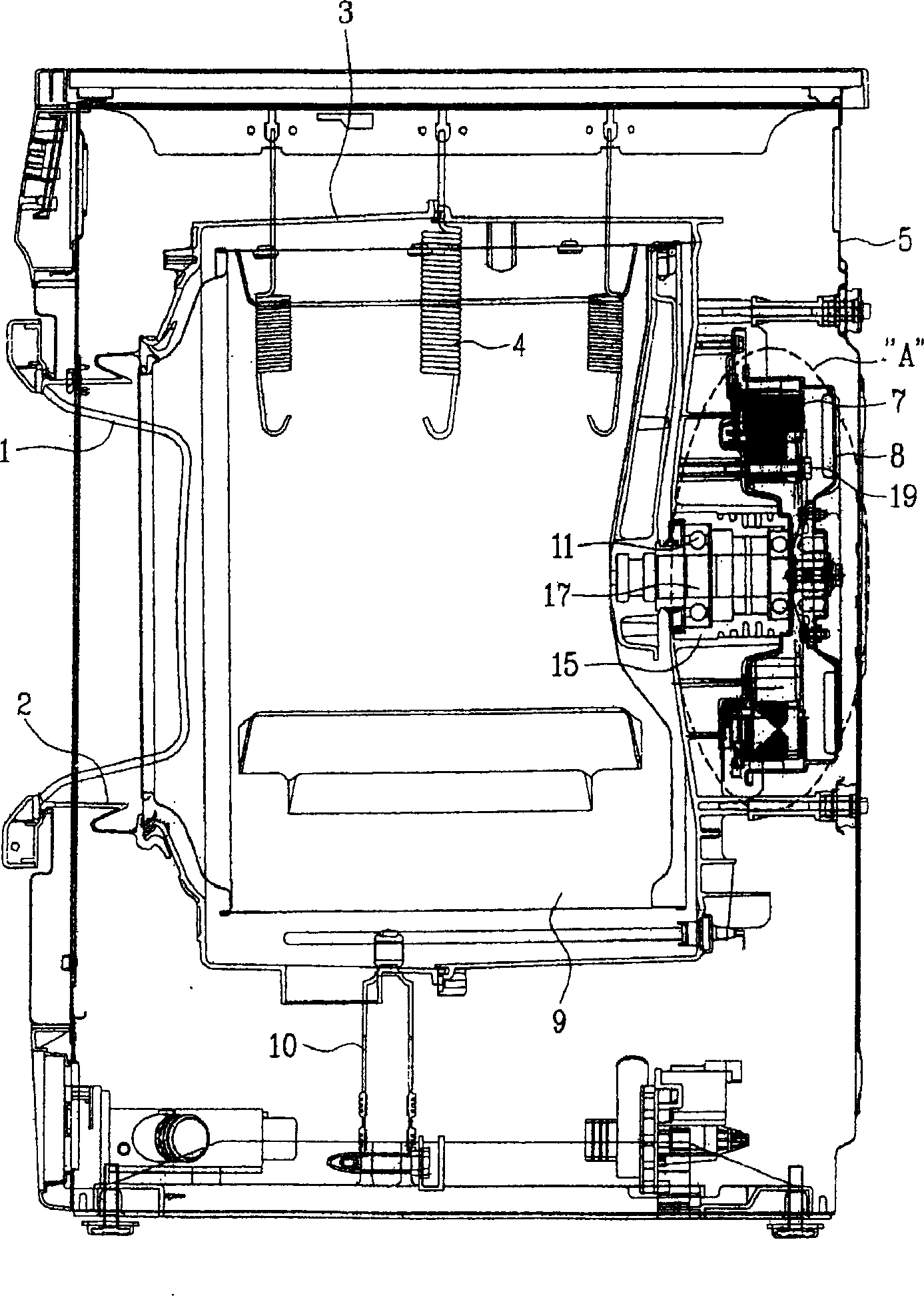 Axial-shifting noise preventing structure of drum washing machine