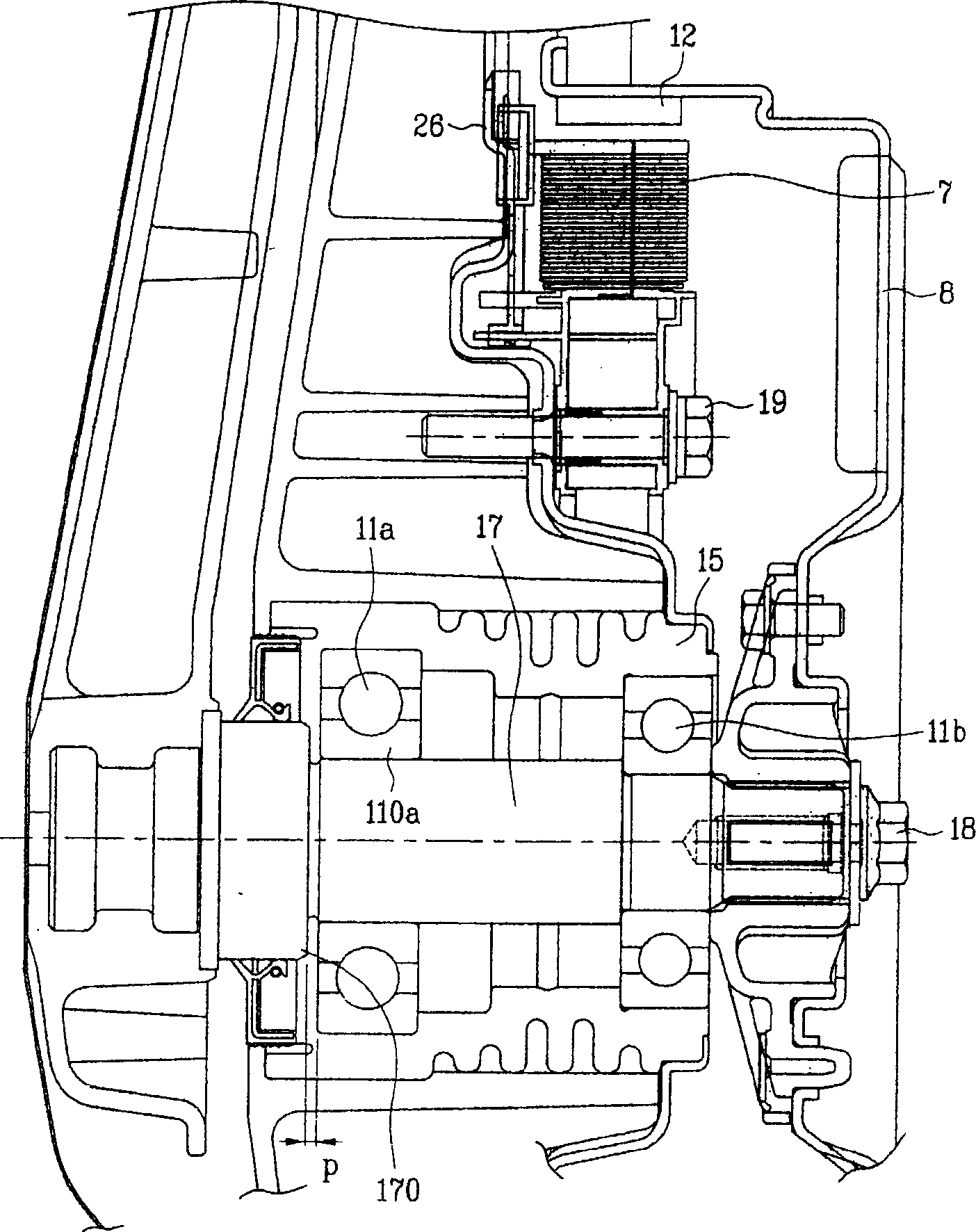 Axial-shifting noise preventing structure of drum washing machine