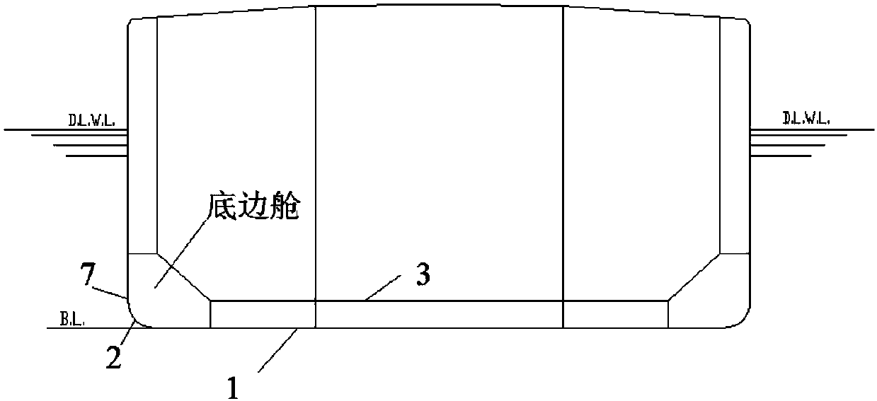 Method for designing overall-width flat-inner-bottom liquid cargo ship