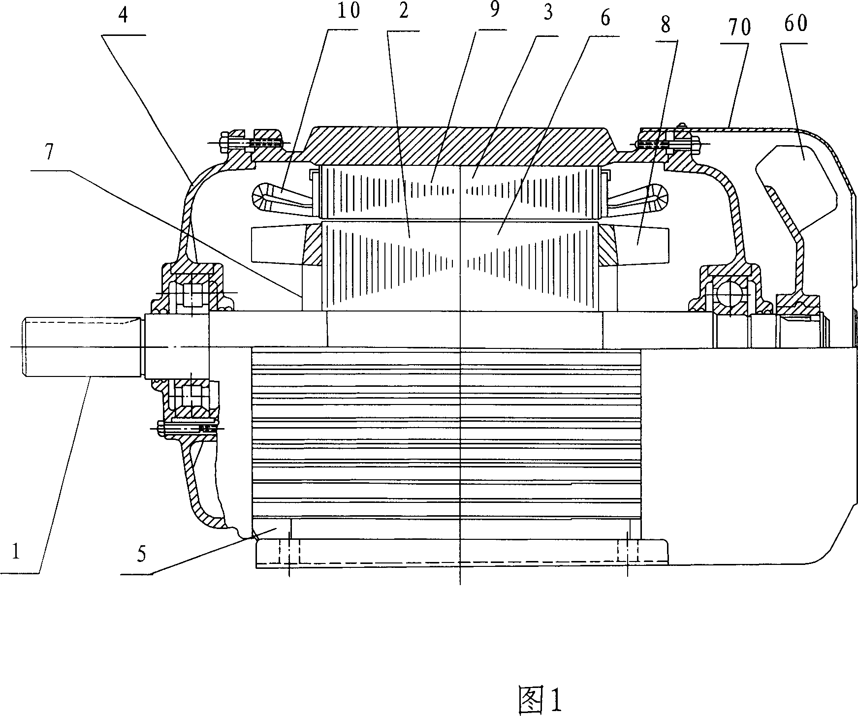 Small power cage type induction motor