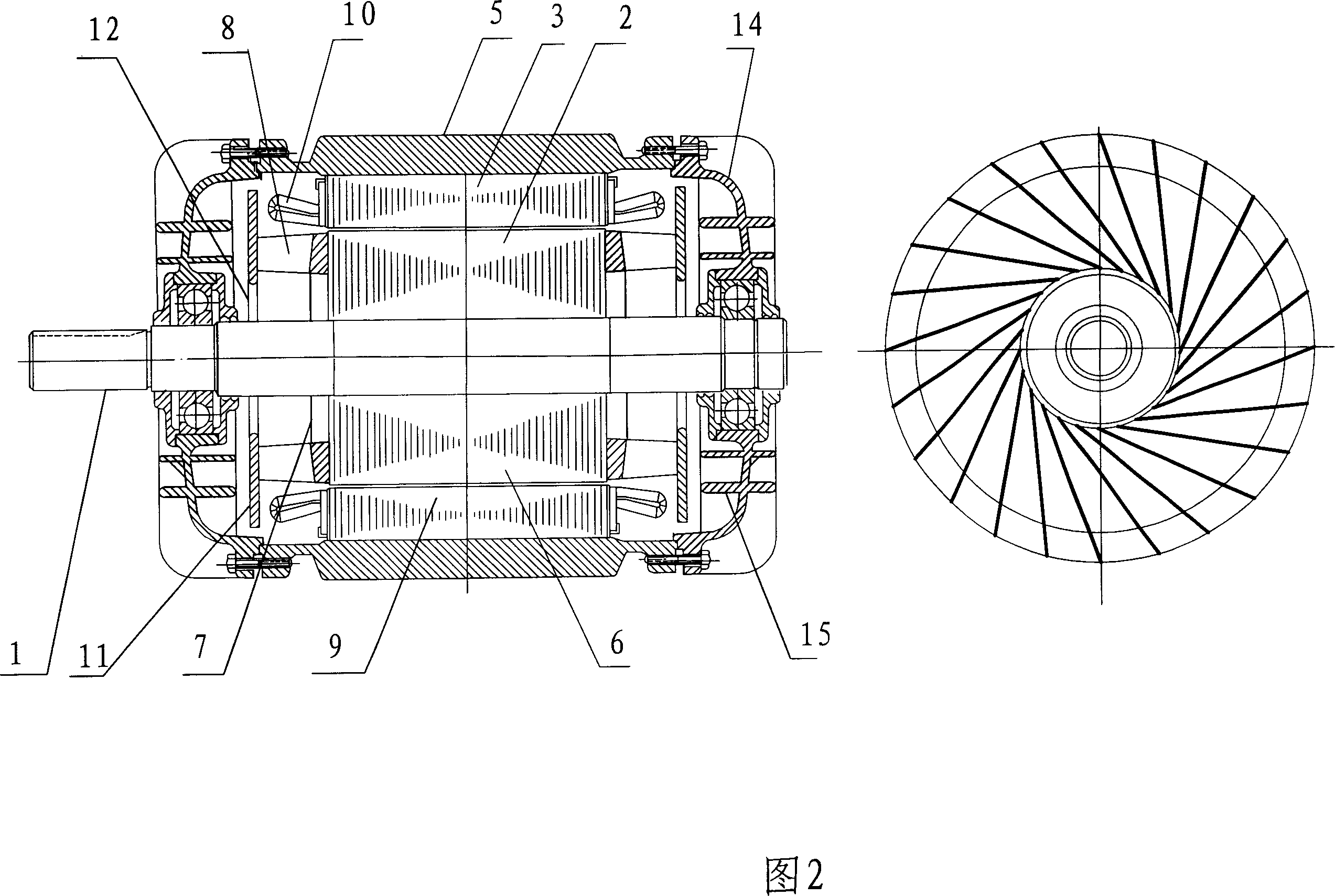 Small power cage type induction motor