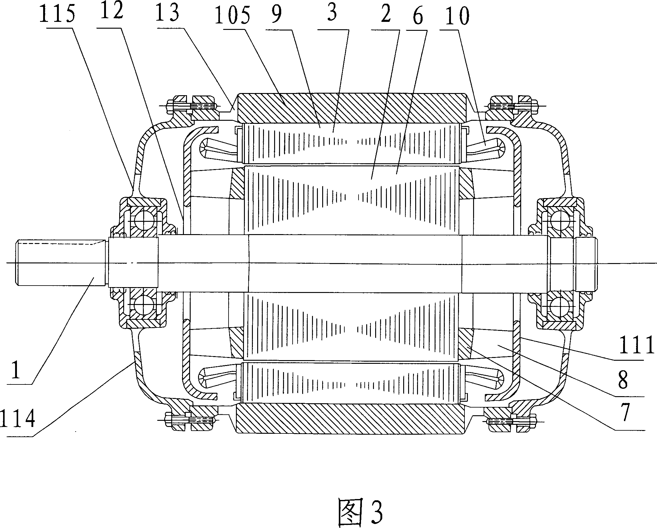 Small power cage type induction motor