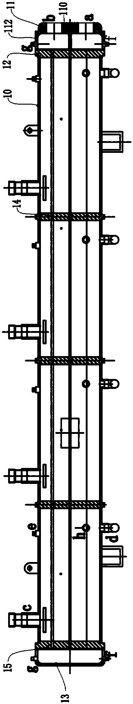 Cold water heat exchanger with plurality of sections of shells, copper pipe, waterway and double partition plates