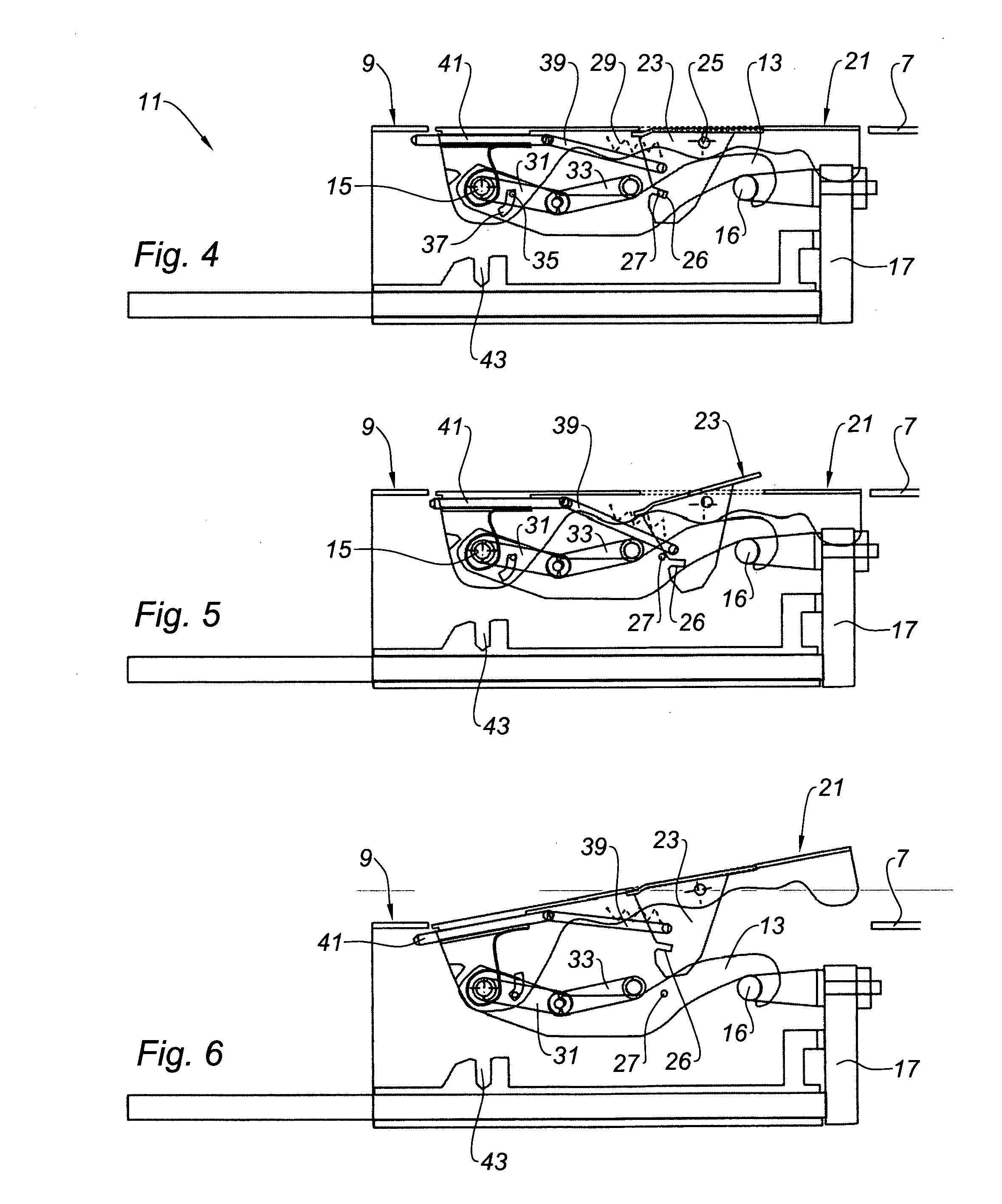 Device for locking an opening part of a jet engine nacelle with respect to a fixed part, and nacelle equipped with such a device