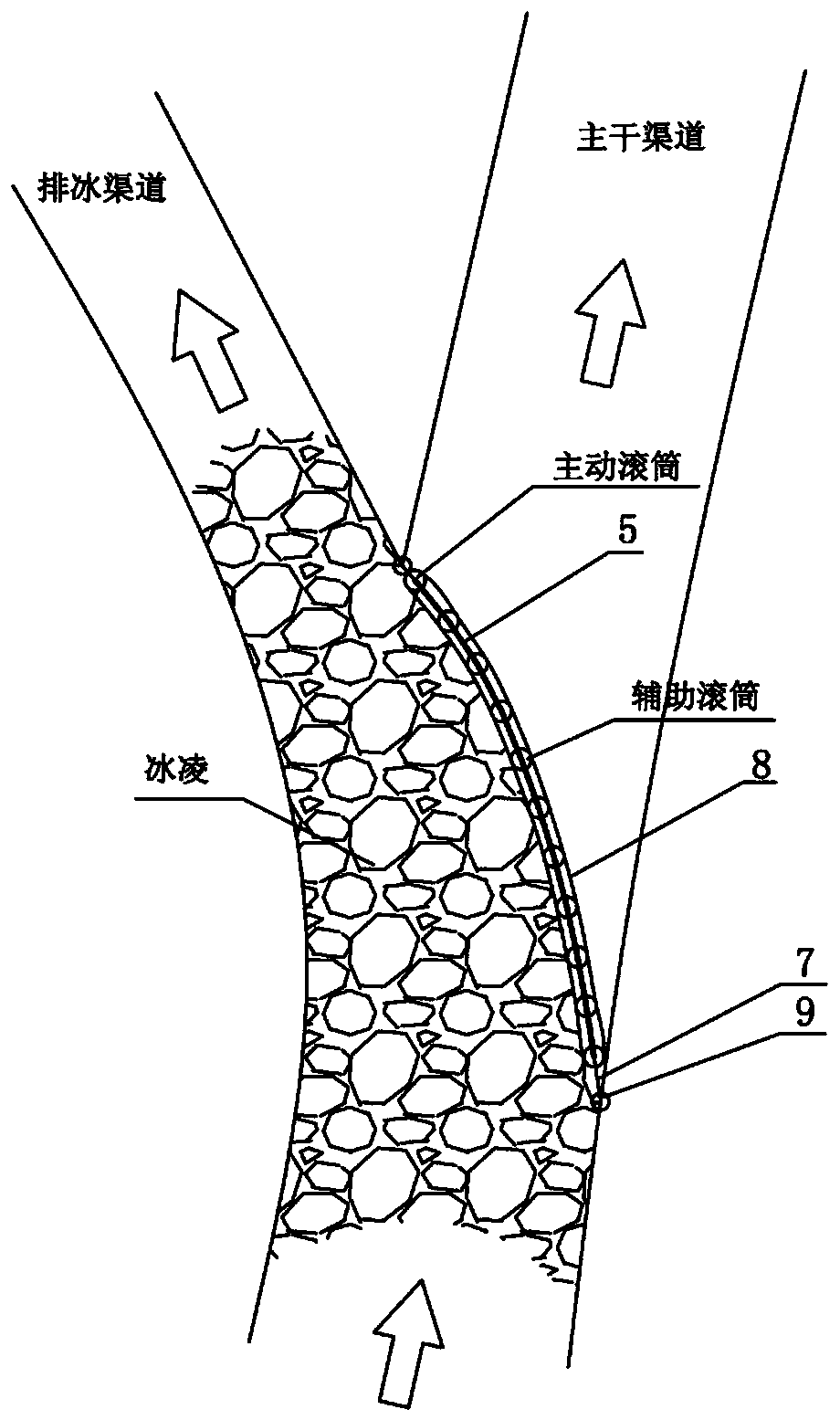 Crawler-type ice guiding structure for river channel in cold region