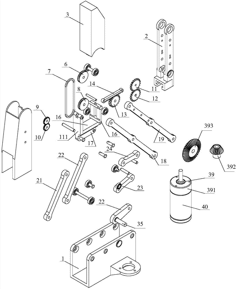 Connecting-rod gear-rack linear parallel clamping indirect self-adaptive robot finger device