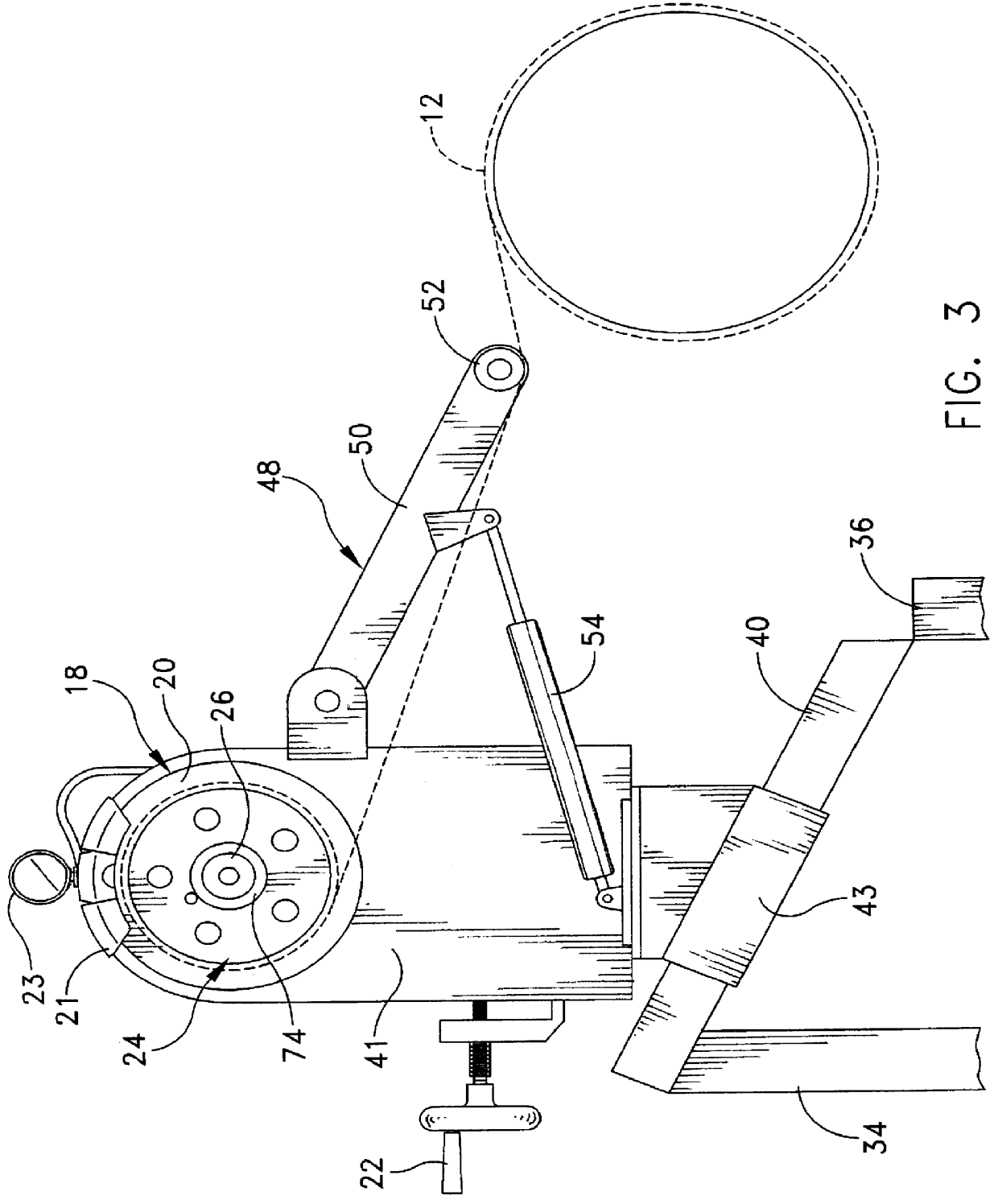 Machine for applying a protective material onto a pipe