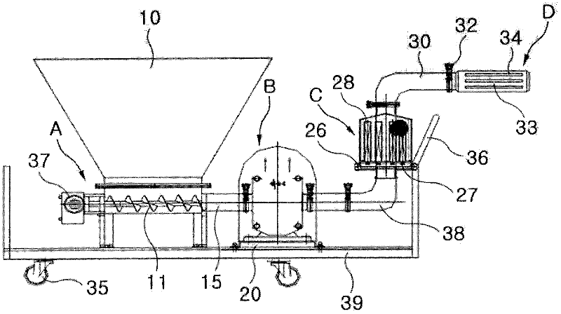 Device used to crumb and select tofu