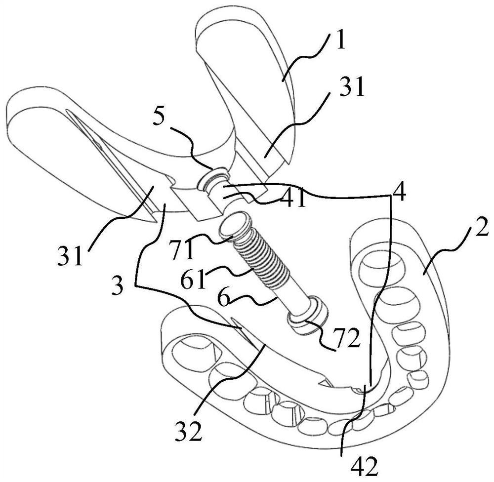 Digitized mandibular protraction auxiliary training device and construction method thereof