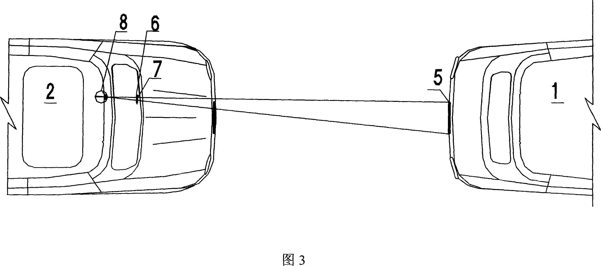 Method for measuring distance between cars and telemeter