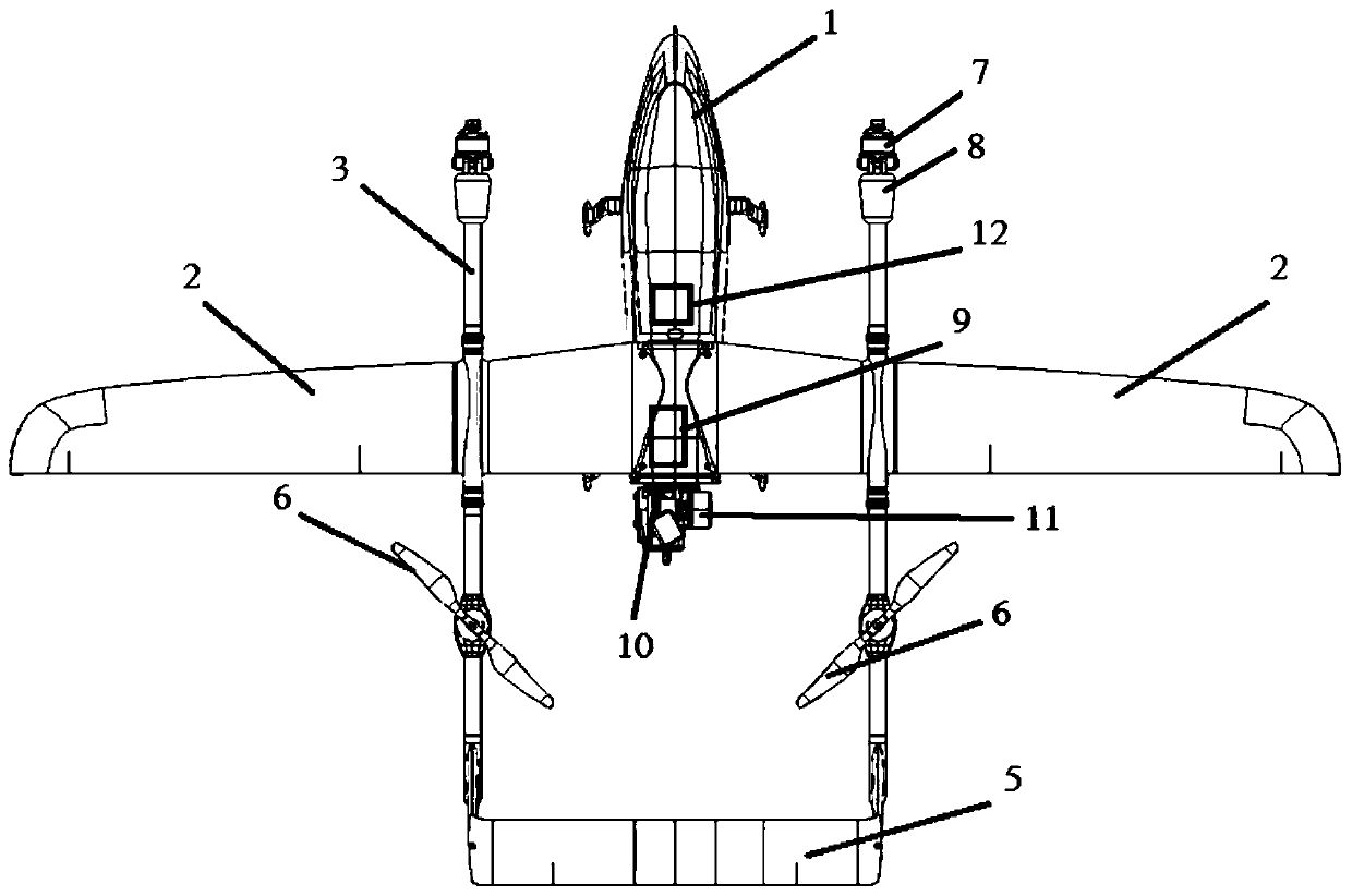 Tilting hybrid power fly-by-wire vertical take-off and landing fixed-wing unmanned aerial vehicle