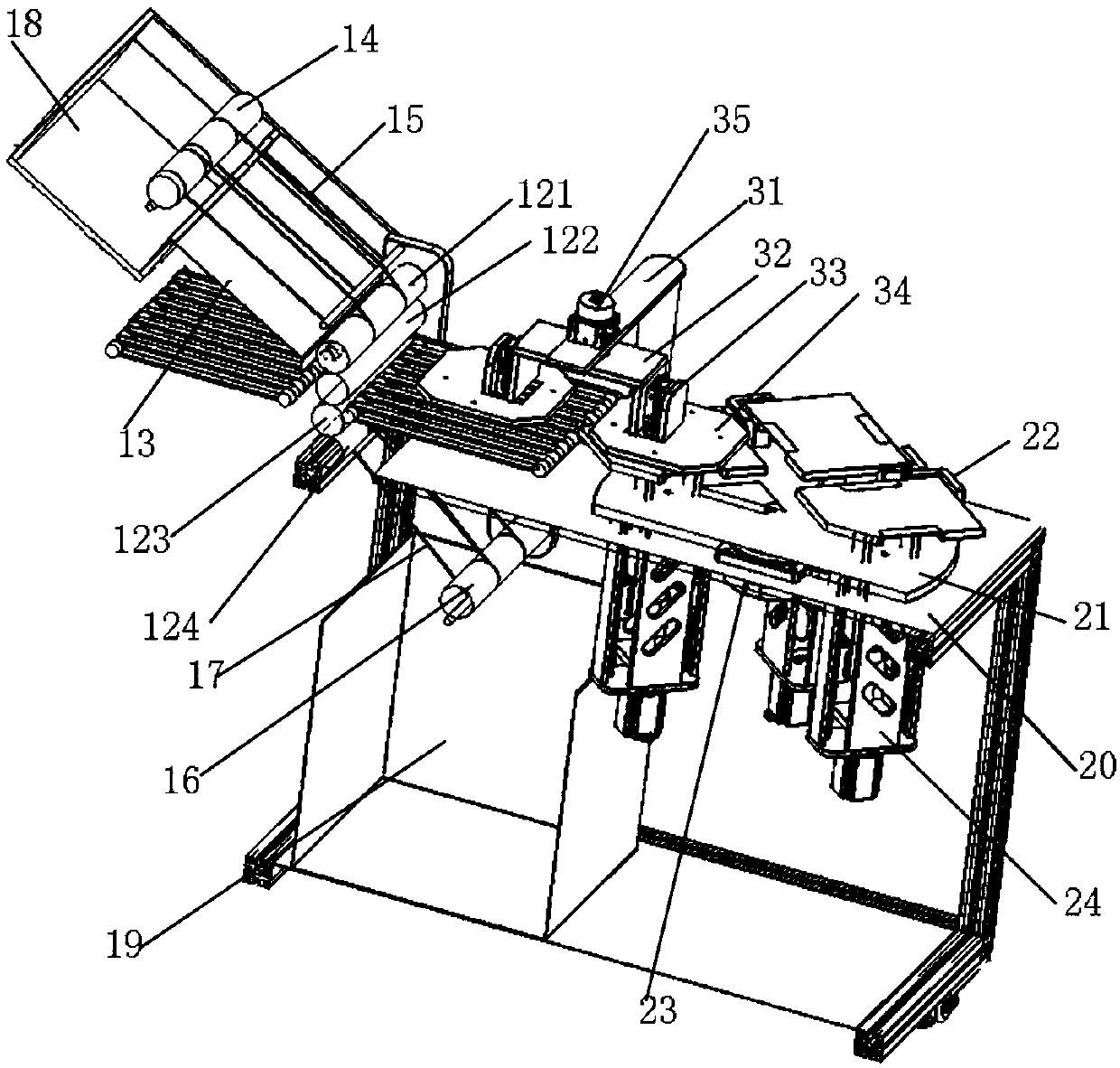 Double-side film tearing device for organic light-emitting diode (OLED) material