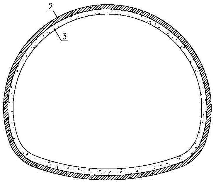 Fiber concrete secondary lining tunnel earthquake resisting and absorbing construction method