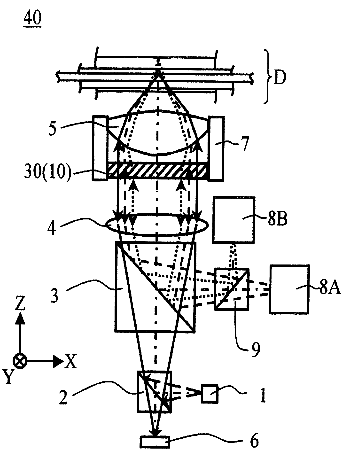 Liquid crystal lens element optical head device