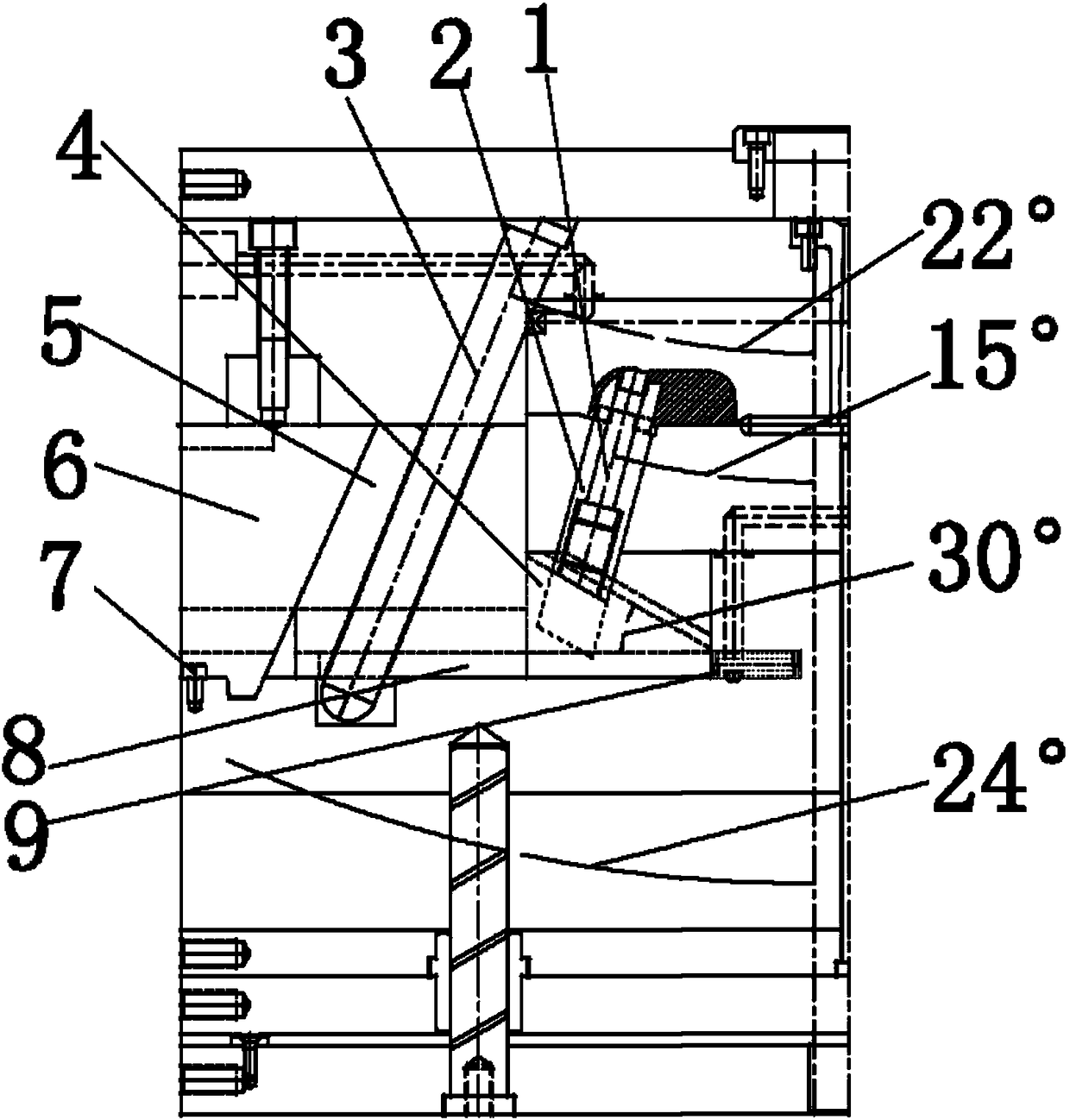 Direction change driven slide block mechanism