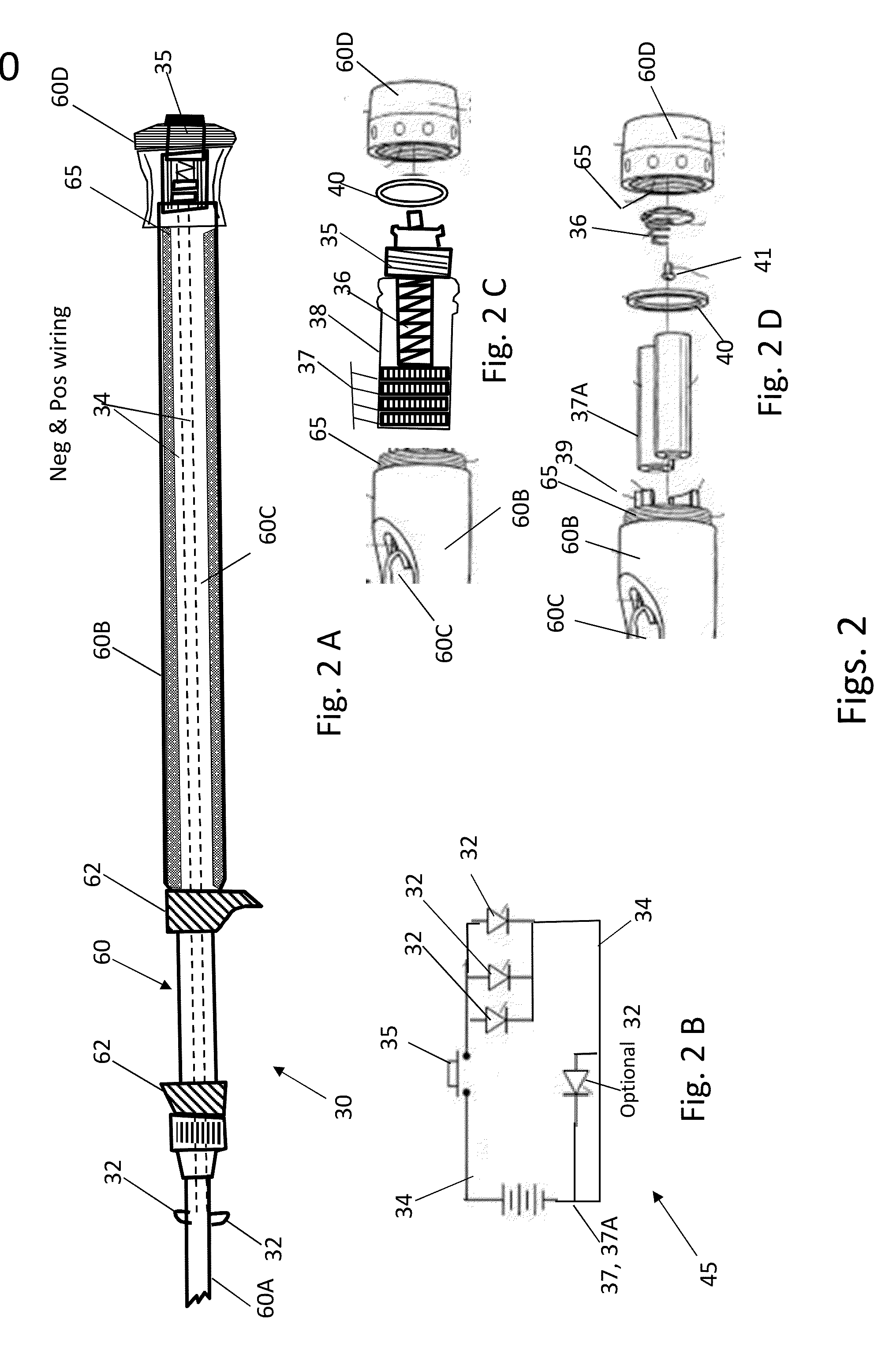 LED device for lighting a fishing line at the pole